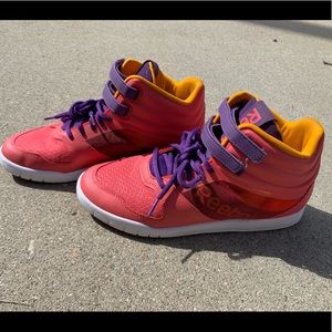 Reebok Coral, Purple, and Yellow shoes size 8